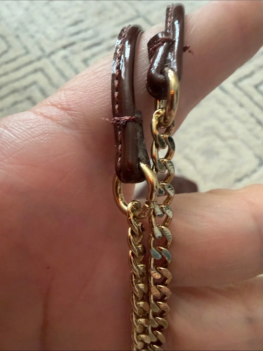 Steve Madden Brown Patent wrap around Chain-Ankle Stiletto Sandals - Picture 11 of 11
